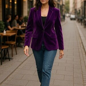 INC International Concepts Rich Purple Velvet Blazer